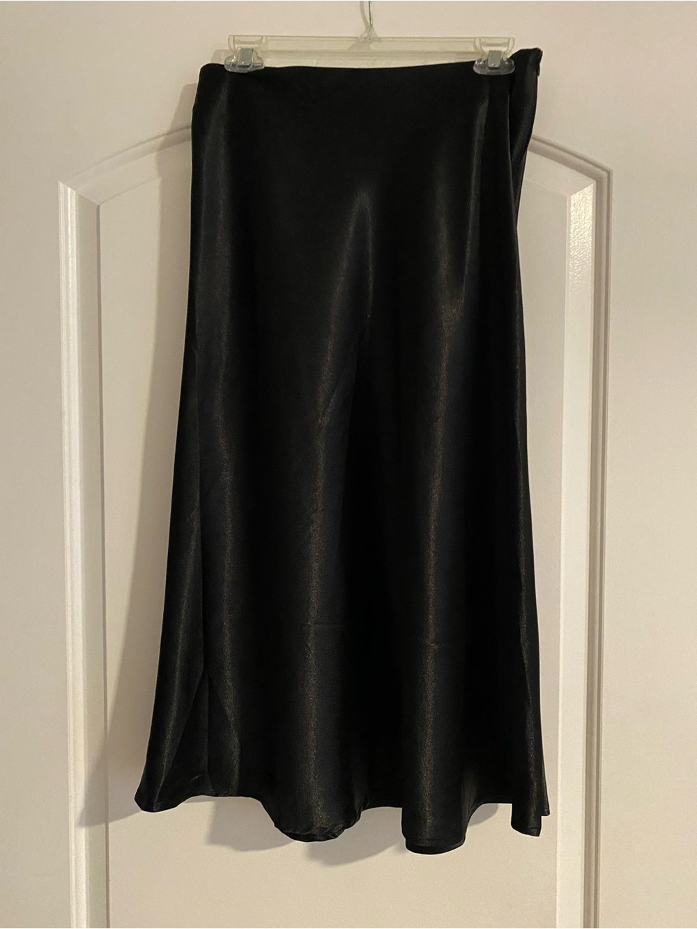 SHEIN Black Satin A-Line Midi Skirt